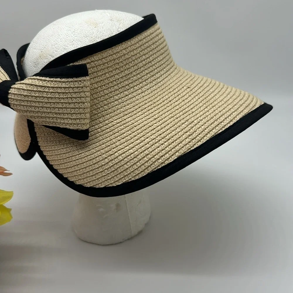 Broner Tan Black Open Top Sun Hat with Bow HT5619